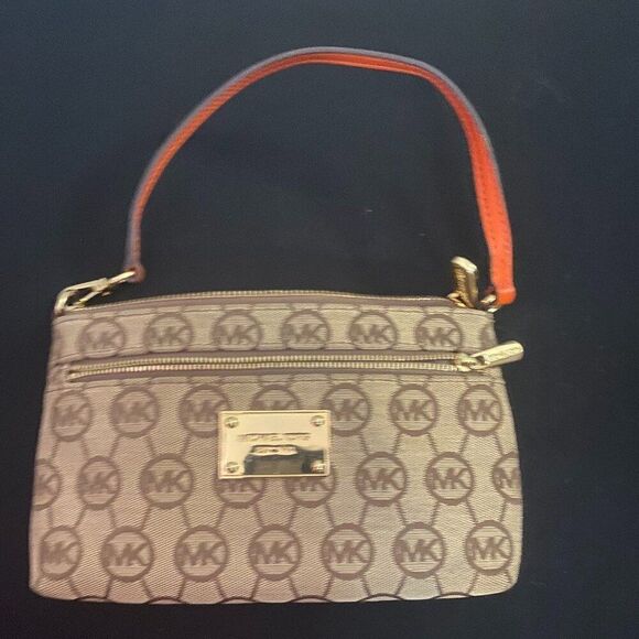 Michael Kors Wristlet Top Handle Handbag Jet Set Monogram - Picture 1 of 8